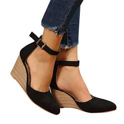 Fulidngzg Wedges Sandalen Damen: Elegant Bequem mit Absatz Boho Römer Geschlossene Sandalen Keilabsatz Espadrille Weiß Schwarz Sommersandaletten Wedges Plateau Sandalen Keilabsatz Schuhe von Fulidngzg