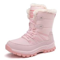 Fulidngzg Winterstiefel Damen Gefüttert, Winter Boots Damen Gefüttert mit Absatz Elegant Schneestiefel 42 Snow Boots Rutschfeste Schneeschuhe Warme Wanderstiefel Leder Winter Boots von Fulidngzg