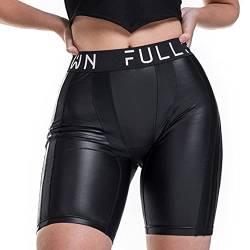 Full:Blown Shiny Stretchy High-Fit Shorts for Women - Skin-Friendly & Seamless - Branded Elastic Waistband for Better Tummy Control - Italian Biflex (M) von Full:Blown