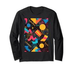 80er Jahre Vibe Retro Muster Kunst Langarmshirt von Fun Pattern Art Vintage Shapes