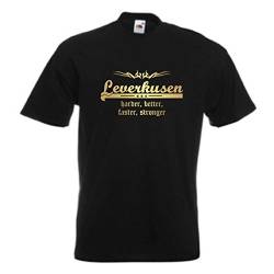 T-Shirt Leverkusen Harder Better Faster Stronger Städteshirt mit goldenem Brustdruck bedrucktes Fanshirt mit Tribal große Größen (SFU10-03a) M von Fun T-Shirt