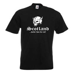 T-Shirt Schottland Scotland Harder Than The Rest, schwarzes Baumwoll Ländershirt mit Totenkopf & Schriftzug, große Größen (WMS05-54a) 4XL von Fun T-Shirt