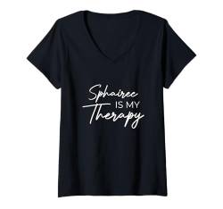 Damen Sphairee ist meine Therapie T-Shirt mit V-Ausschnitt von Fun sports apparel