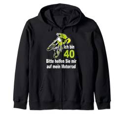 40. Geburtstag Mann Geschenk lustig Biker Motorrad Motocross Kapuzenjacke von FunShirtDealer für Biker