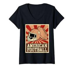 Damen American Football Vintage-American-Football-Spieler im Retro-Look T-Shirt mit V-Ausschnitt von Funny American Football Shirts & Gifts