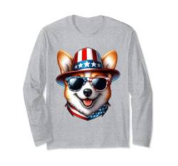 Patriotischer Hut mit amerikanischer Flagge Langarmshirt von Funny Animals 4th Of July Patriotic