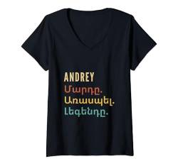 Damen Funny Armenian First Name Design - Andrey T-Shirt mit V-Ausschnitt von Funny Armenian First Name Designs for Men