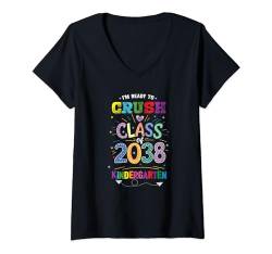 Damen Zurück in die Schulklasse des Crush Kindergartens 2038 T-Shirt mit V-Ausschnitt von Funny Back To School