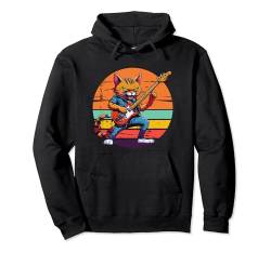 Cartoon Anime Katze spielt E-Gitarre Gitarristen Katzenliebhaber Pullover Hoodie von Funny Band Animal Rock Clothing Co.