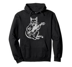 Cool Cat spielt E-Gitarristen, Rock-Katzenliebhaber Pullover Hoodie von Funny Band Animal Rock Clothing Co.