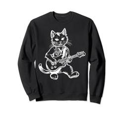 Cool Cat spielt E-Gitarristen, Rock-Katzenliebhaber Sweatshirt von Funny Band Animal Rock Clothing Co.