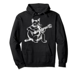 Coole Katze spielt Akustikgitarre Gitarristen Katzenliebhaber Pullover Hoodie von Funny Band Animal Rock Clothing Co.