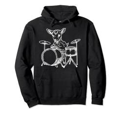 Niedliche Babyziege spielt Schlagzeug-Set, Musiker-Band-Design Pullover Hoodie von Funny Band Animal Rock Clothing Co.