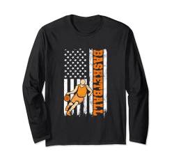 Basketballspieler USA Flagge Basketball Liebhaber Lustiger Basketball Langarmshirt von Funny Basketball Gift Stuff Outfits Men Women Kids