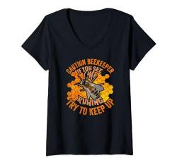 Damen Imker Bienenliebhaber Hummel Honigbienen Imkerei lustige Biene T-Shirt mit V-Ausschnitt von Funny Bee Lover Shirts & Gifts for Beekeeper