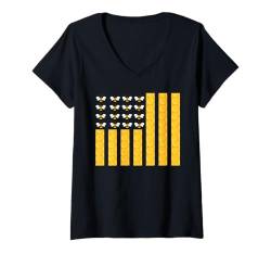 Damen Best Bee Keeper Art For Men Women US Flag Honey Imkerei T-Shirt mit V-Ausschnitt von Funny Bee Themed Gift Beekeeper