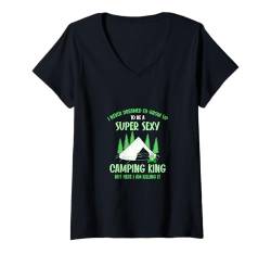 Damen Lustiges Camping-Liebhaber, Outdoor, Sommercamp, lustiges Camper-Geschenk T-Shirt mit V-Ausschnitt von Funny Camping Lover Summer Camp Funny Camper Gift