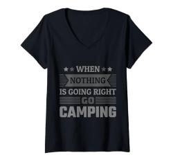 Damen Lustiges Camping-Liebhaber, Outdoor, Sommercamp, lustiges Camper-Geschenk T-Shirt mit V-Ausschnitt von Funny Camping Lover Summer Camp Funny Camper Gift