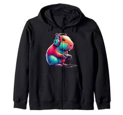 Capybara Gamer Humor Grafik für Capybara-Enthusiasten Kapuzenjacke von Funny Capybara Lover & Video Game Apparel