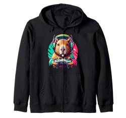 Capybara Gamer Humor Grafik für Capybara-Enthusiasten Kapuzenjacke von Funny Capybara Lover & Video Game Apparel