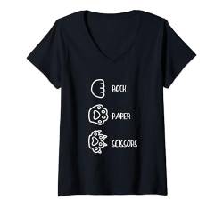 Damen Rock Paper Scissors, Handspiel, süße Pfote, lustige Katze T-Shirt mit V-Ausschnitt von Funny Cat Lover Apparel & Accessories