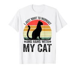 Workout with My Cat Lustiges Retro-Katzen-Zitat Vintage T-Shirt von Funny Cat Lover Men Women