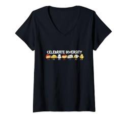 Damen Feiere Vielfalt Lustiges Käseessen Feinschmecker Käseliebhaber T-Shirt mit V-Ausschnitt von Funny Cheese Lover Gift Cheese Gifts & Shirts