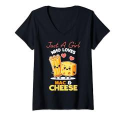 Damen Mac & Cheese Art für Frauen, Feinschmecker, Käseliebhaber T-Shirt mit V-Ausschnitt von Funny Cheese Lover Gift Cheese Gifts & Shirts