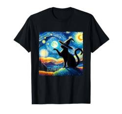 Funny Halloween Witch Hat Starry Night Cat Van Gogh Cat mom T-Shirt von Funny Cute Cat Motifs Cat Starry Night By GnineZa