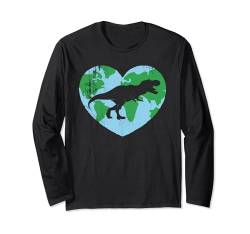 Lustiges Herz Dinosaurier Earth Day Love Save The Planet Langarmshirt von Funny Dinosaur Earth Day Save The Planet
