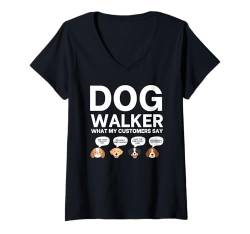 Damen Cooles Hunde-Walker-Design für Männer und Frauen, Haustier-Walker T-Shirt mit V-Ausschnitt von Funny Dog Walker Gift Dog Walking