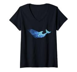 Damen Wal Ocean Marine Life Unterwasserkorallenfisch T-Shirt mit V-Ausschnitt von Funny Dolphins Dolphin Lover Apparel & Gifts