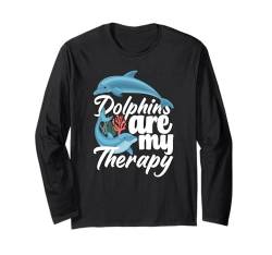 Delfine Are My Therapy Ocean Marine Life Lovers Langarmshirt von Funny Dolphins Dolphin Lover Apparel & Gifts