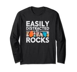 Geologie, für Geologen für Damen und Herren, leicht abgelenkt von Felsen Langarmshirt von Funny Easily Distracted By Rocks Geologist Gifts