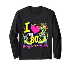 Partykostüm „I Love The 80ers“ für Damen, Mädchen, Achtzigerjahre Langarmshirt von Funny Eighties 80s Costume Party I Love The 80's