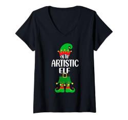 Damen I'm The Artistic Elf Weihnachtsfeier Family Matching Xmas T-Shirt mit V-Ausschnitt von Funny Family Matching Christmas Apparel