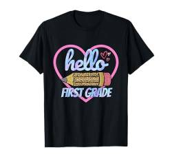 Back To School – Hello First Grade Leopard Tie-Dye Bleistift T-Shirt von Funny First Day Back to School Wild Classroom Tee