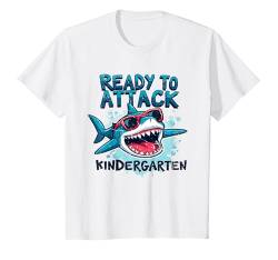 Kinder Kinderlehrerin Shark ist bereit, den ersten Kindergartentag anzugreifen T-Shirt von Funny First Day Of Kindergarten Teacher Students