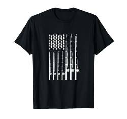 Angelkunst für Männer und Frauen, amerikanische Flagge, USA, Angelliebhaber T-Shirt von Funny Fishing Gift Fisherman