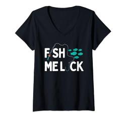 Damen Lustige Angelkunst für Männer, Jungen, Kinder, Fischer, Boot, Fliegenfisch T-Shirt mit V-Ausschnitt von Funny Fishing Gift Fisherman
