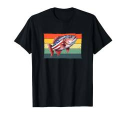 Retro-Angelkunst für Männer, amerikanische Flagge, USA, Angelliebhaber T-Shirt von Funny Fishing Gift Fisherman