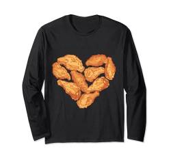Cool Heart Love Fried Chicken, lustige Hühnerliebhaber, Damen Langarmshirt von Funny Fried Chicken Fast Food Lover