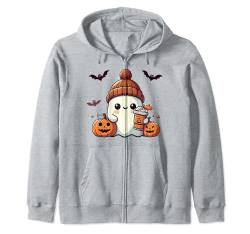 Süßes Geisterhemd Herbst Kürbis T-Shirt Kaffeeliebhaber Damen Herren Kapuzenjacke von Funny Ghost Pumpkin Halloween Shirt Women Men Kids