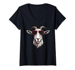 Damen Ziegenkunst für Männer Frauen Bauernhoftiere Hausziegenliebhaber T-Shirt mit V-Ausschnitt von Funny Goat Gift Goat Lover