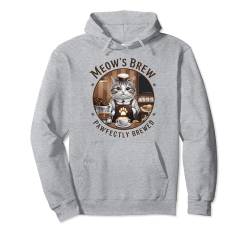 Katzen-Kaffeeliebhaber Meow's Brew Pawfectly gebrühter Cappuccino Pullover Hoodie von Funny Graphic Tees For Women and Men