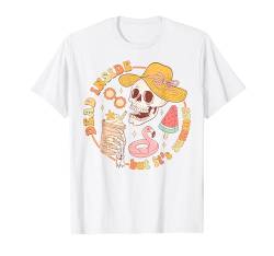 Summer Skeleton Beach Vibes Lustiger Retro-Sommerflamingo T-Shirt von Funny Graphic Tees For Women and Men