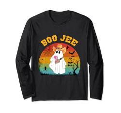 Halloween Geist Gruselkostüm Boo Jee Geist mit Cowboyhut Langarmshirt von Funny Halloween Boo Ghost Costume Boojee Ghost tee