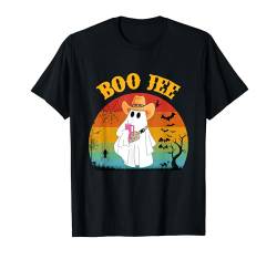 Halloween Geist Gruselkostüm Boo Jee Geist mit Cowboyhut T-Shirt von Funny Halloween Boo Ghost Costume Boojee Ghost tee