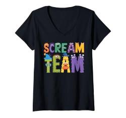 Damen Halloween Kostüm Kürbis Skelett Horror Geist Hexe Horror T-Shirt mit V-Ausschnitt von Funny Halloween Costume Men Women Kids Boys Girls