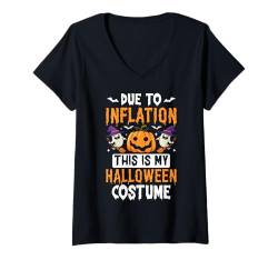 Damen Halloween Kostüm Kürbis Skelett Horror Geist Hexe Horror T-Shirt mit V-Ausschnitt von Funny Halloween Costume Men Women Kids Boys Girls